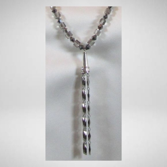 LONG SILVER TASSEL Beaded Jewelry Set - Picture 3 of 5